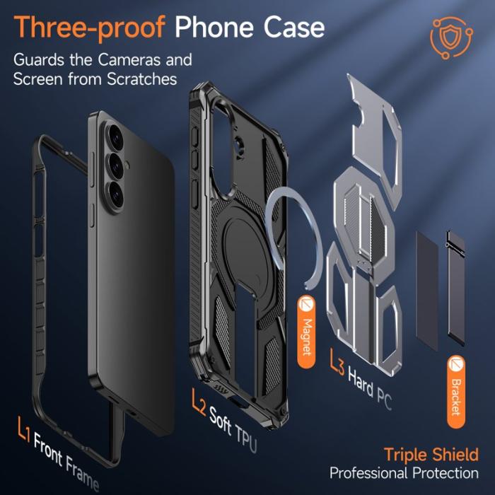 OEM - Mobilskal för Samsung Galaxy S26 Magnetiskt TPU + PC Kickstand - Grå