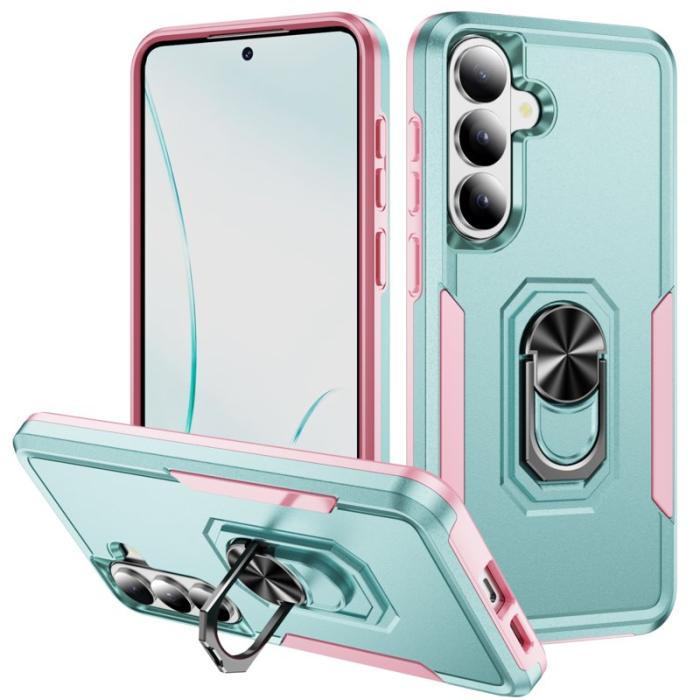 OEM - Mobilskal för Samsung Galaxy S26 Militärklass Ring Kickstand PC + TPU - Grön