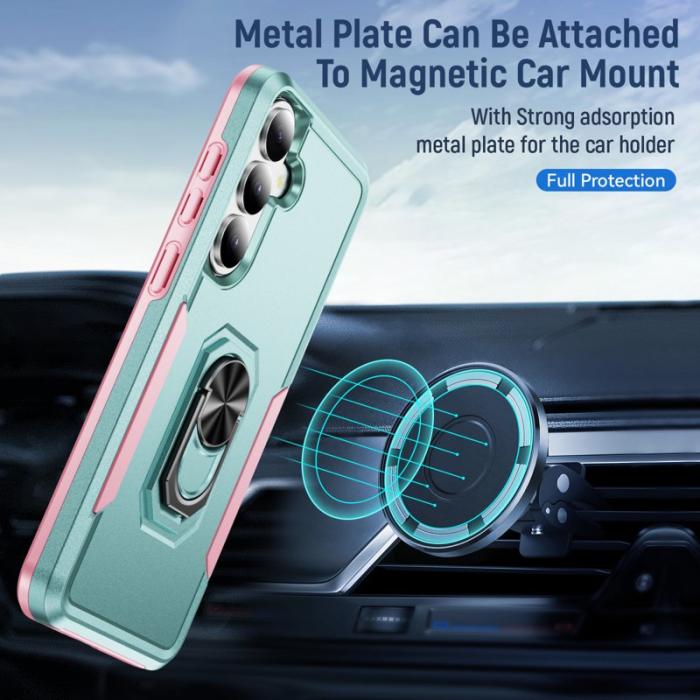 OEM - Mobilskal för Samsung Galaxy S26 Militärklass Ring Kickstand PC + TPU - Grön