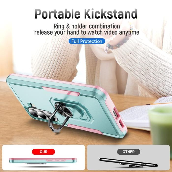 OEM - Mobilskal för Samsung Galaxy S26 Militärklass Ring Kickstand PC + TPU - Grön