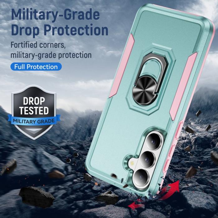 OEM - Mobilskal för Samsung Galaxy S26 Militärklass Ring Kickstand PC + TPU - Grön