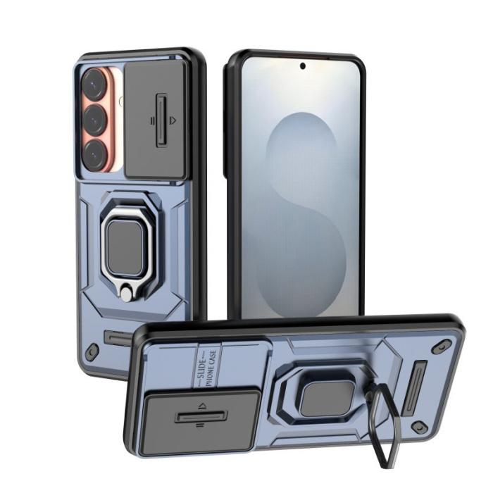 WANLONFENG - WANLONFENG Mobilskal för Samsung Galaxy S26 PC + TPU Kickstand - Blå