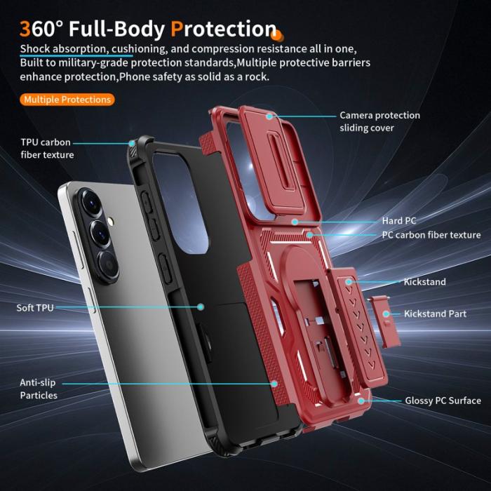 OEM - Mobilskal för Samsung Galaxy S26 PC + TPU Kickstand - Röd