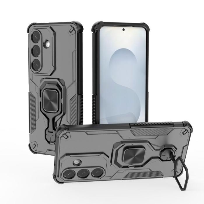 WANLONFENG - WANLONFENG Mobilskal för Samsung Galaxy S26 PC + TPU Kickstand - Svart