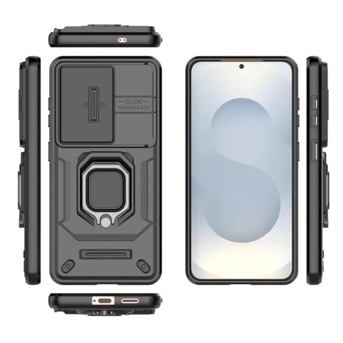 WANLONFENG - WANLONFENG Mobilskal för Samsung Galaxy S26 PC + TPU Kickstand - Svart