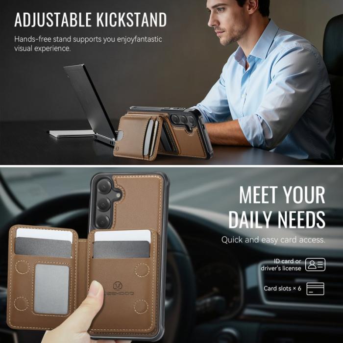 JEEHOOD - JEEHOOD Mobilskal för Samsung Galaxy S26 Plus Magnetiskt Konstläder - Brun