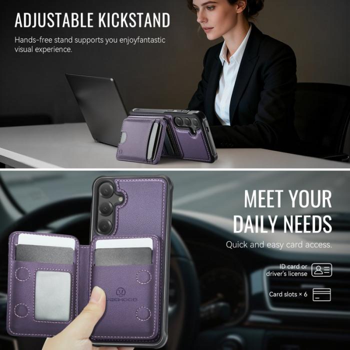 JEEHOOD - JEEHOOD Mobilskal för Samsung Galaxy S26 Plus Magnetiskt Konstläder - Lila