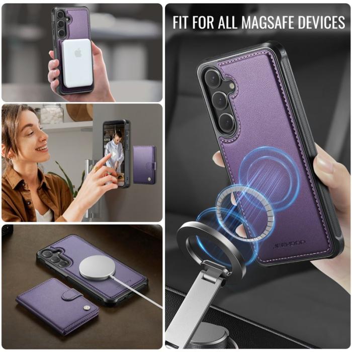 JEEHOOD - JEEHOOD Mobilskal för Samsung Galaxy S26 Plus Magnetiskt Konstläder - Lila