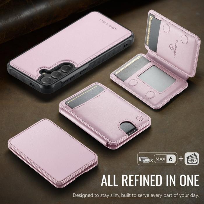 JEEHOOD - JEEHOOD Mobilskal för Samsung Galaxy S26 Plus Magnetiskt Konstläder - Rosa