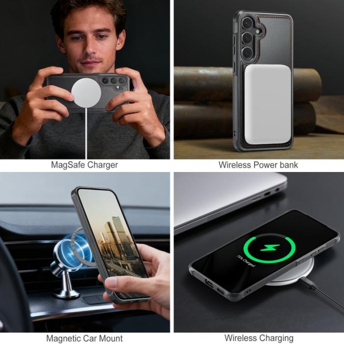 JEEHOOD - JEEHOOD Mobilskal för Samsung Galaxy S26 Plus Magnetiskt Konstläder - Svart