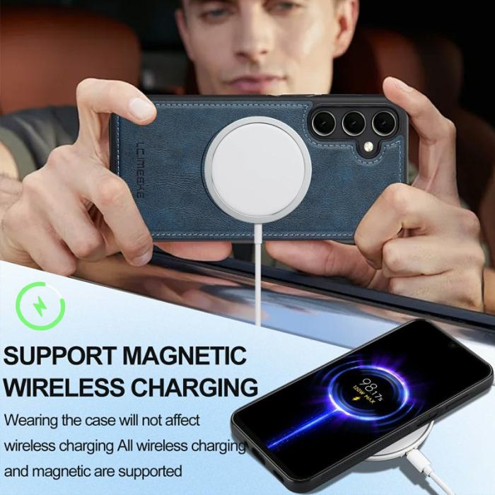 LC.imeeke - LC.IMEEKE Mobilskal för Samsung Galaxy S26 Plus Magnetiskt Konstläder - Blå