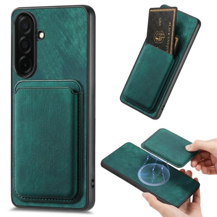 OEM - Mobilskal för Samsung Galaxy S26 Plus Magnetiskt Konstläder + TPU - Grön