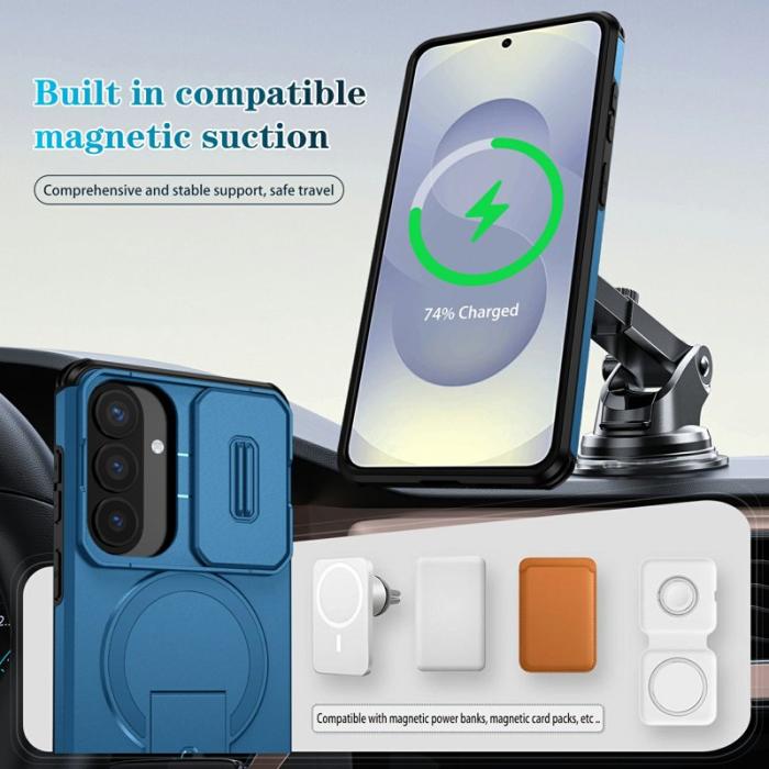 OEM - Mobilskal för Samsung Galaxy S26 Plus Magnetiskt Kickstand PC + TPU - Blå