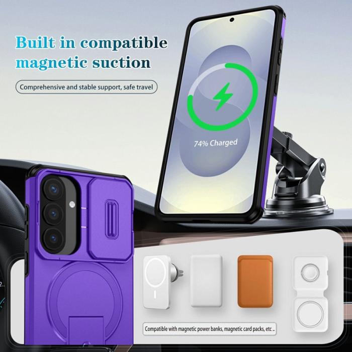 OEM - Mobilskal för Samsung Galaxy S26 Plus Magnetiskt Kickstand PC + TPU - Lila