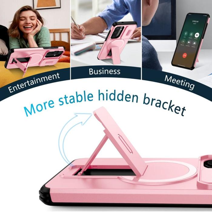 OEM - Mobilskal för Samsung Galaxy S26 Plus Magnetiskt Kickstand PC + TPU - Rosa
