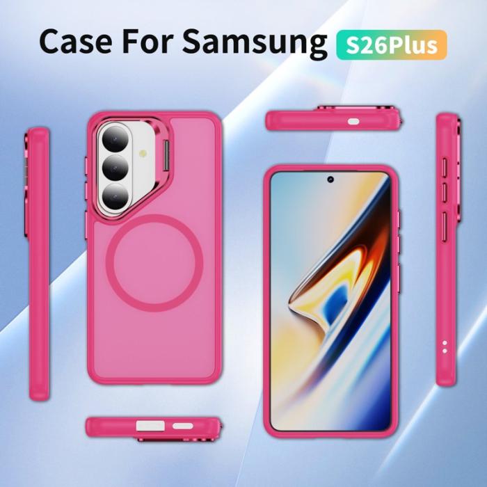OEM - Mobilskal för Samsung Galaxy S26 Plus Magnetiskt Kickstand PC + TPU - Rosa