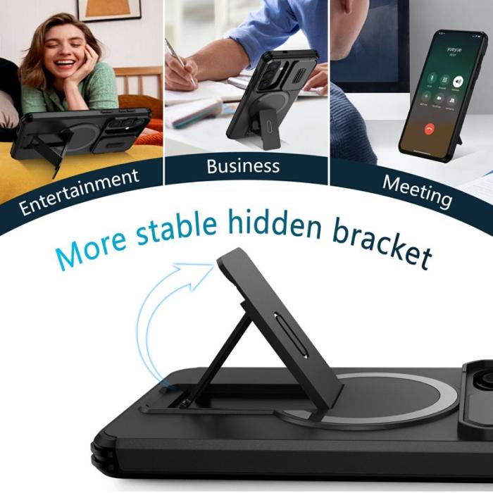 OEM - Mobilskal för Samsung Galaxy S26 Plus Magnetiskt Kickstand PC + TPU - Svart