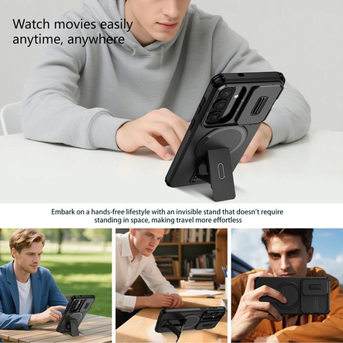 OEM - Mobilskal för Samsung Galaxy S26 Plus Magnetiskt Kickstand PC + TPU - Svart