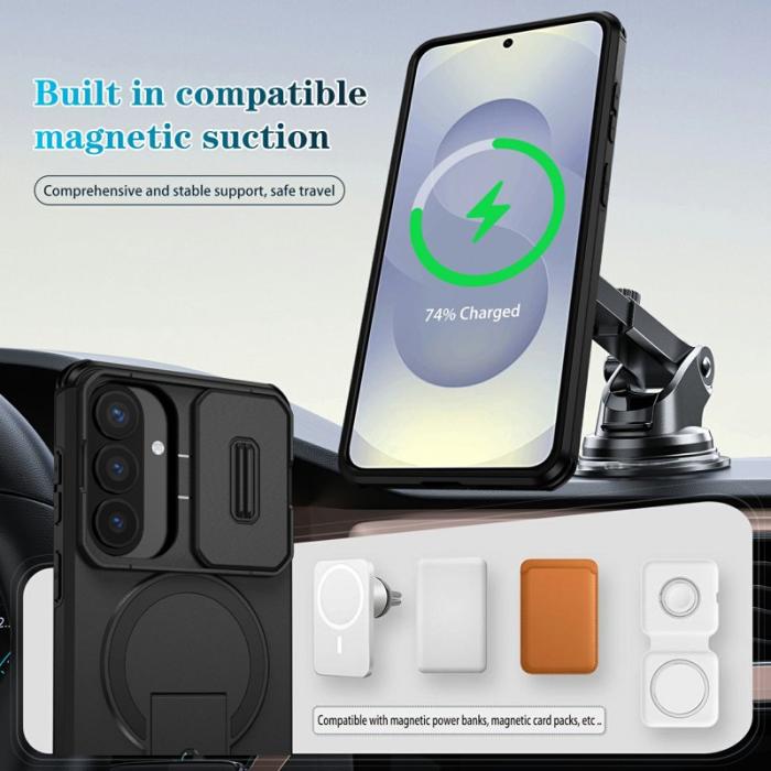 OEM - Mobilskal för Samsung Galaxy S26 Plus Magnetiskt Kickstand PC + TPU - Svart