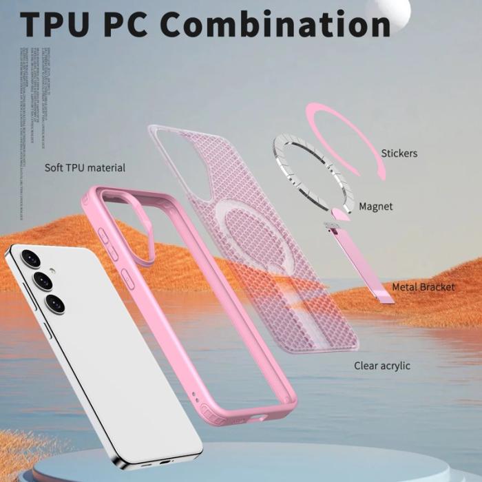 OEM - Mobilskal för Samsung Galaxy S26 Plus Magnetiskt Kickstand TPU PC - Rosa