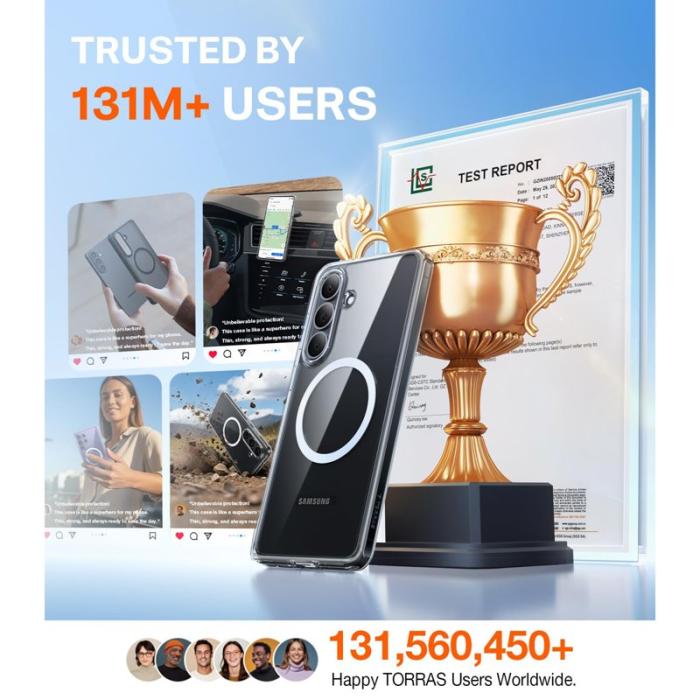 Torras - Torras Mobilskal för Samsung Galaxy S26 Plus Magnetiskt PC + TPU - Transparent