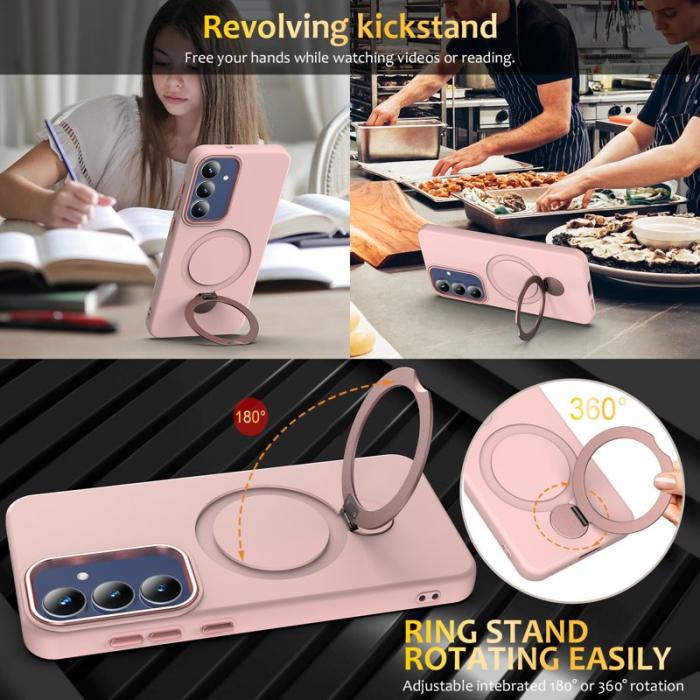 OEM - Mobilskal för Samsung Galaxy S26 Plus Magnetiskt Ring Kickstand TPU + PC - Rosa