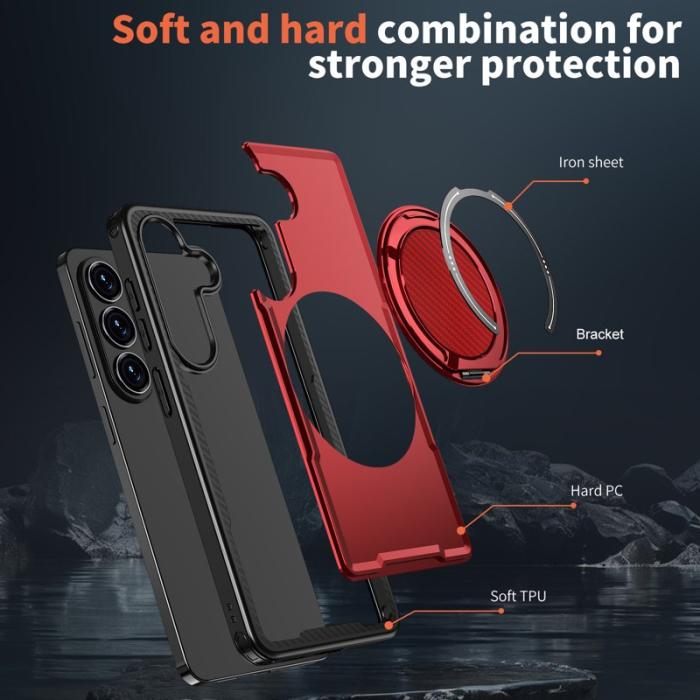 OEM - Mobilskal för Samsung Galaxy S26 Plus Magnetiskt TPU + PC Kickstand - Röd