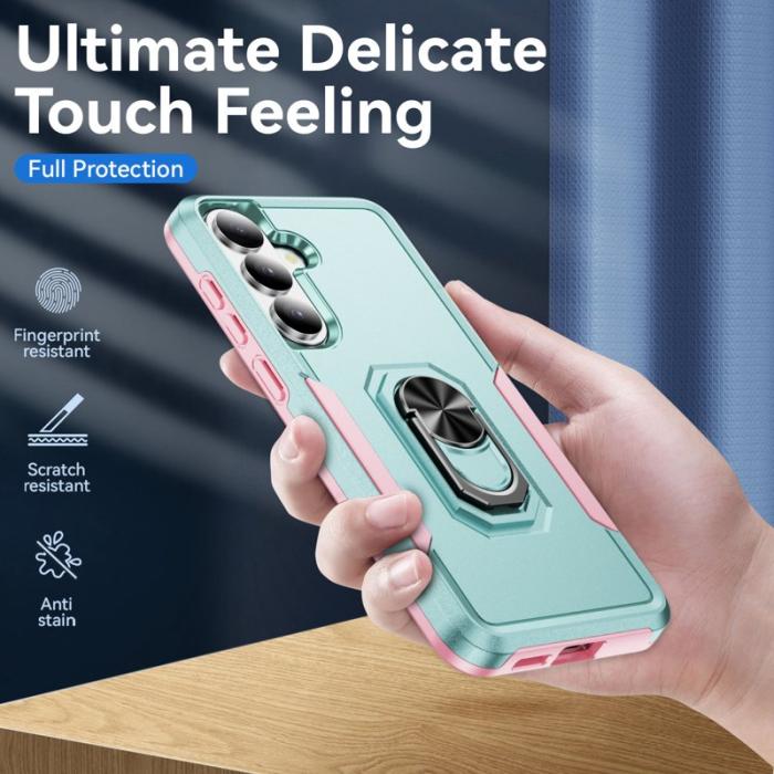 OEM - Mobilskal för Samsung Galaxy S26 Plus Militärklass Ring Kickstand PC + TPU Grön