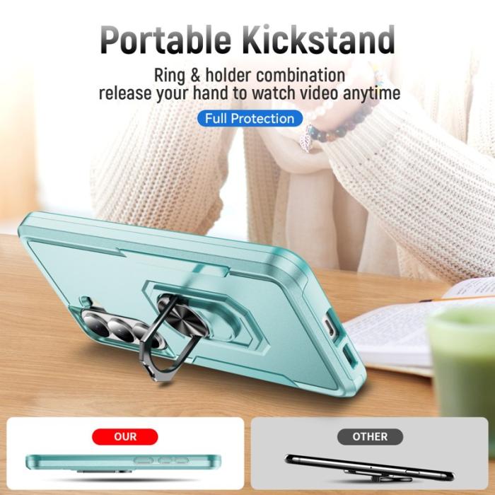 OEM - Mobilskal för Samsung Galaxy S26 Plus Militärklass Ring Kickstand PC + TPU Grön