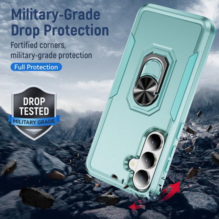 OEM - Mobilskal för Samsung Galaxy S26 Plus Militärklass Ring Kickstand PC + TPU Grön
