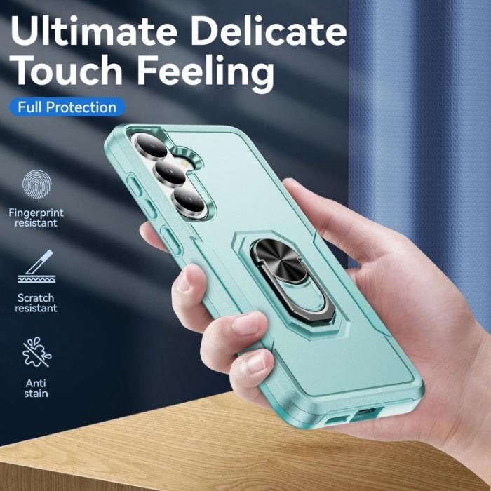 OEM - Mobilskal för Samsung Galaxy S26 Plus Militärklass Ring Kickstand PC + TPU Grön