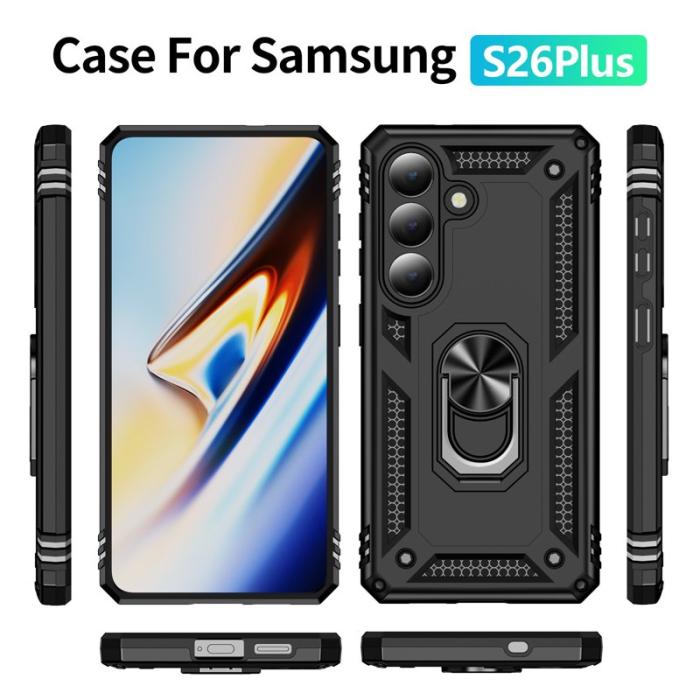 OEM - Mobilskal för Samsung Galaxy S26 Plus PC + TPU med Kickstand - Svart