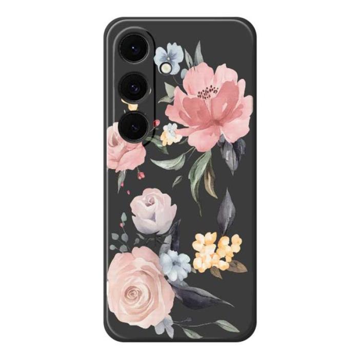 OEM - Mobilskal för Samsung Galaxy S26 TPU Blommönster - Svart