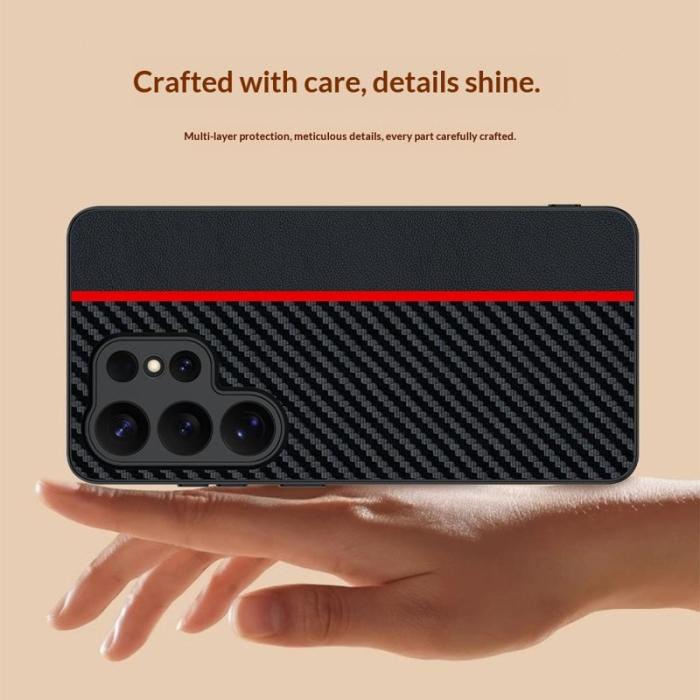 OEM - Mobilskal för Samsung Galaxy S26 Ultra Konstläder + PC - Svart