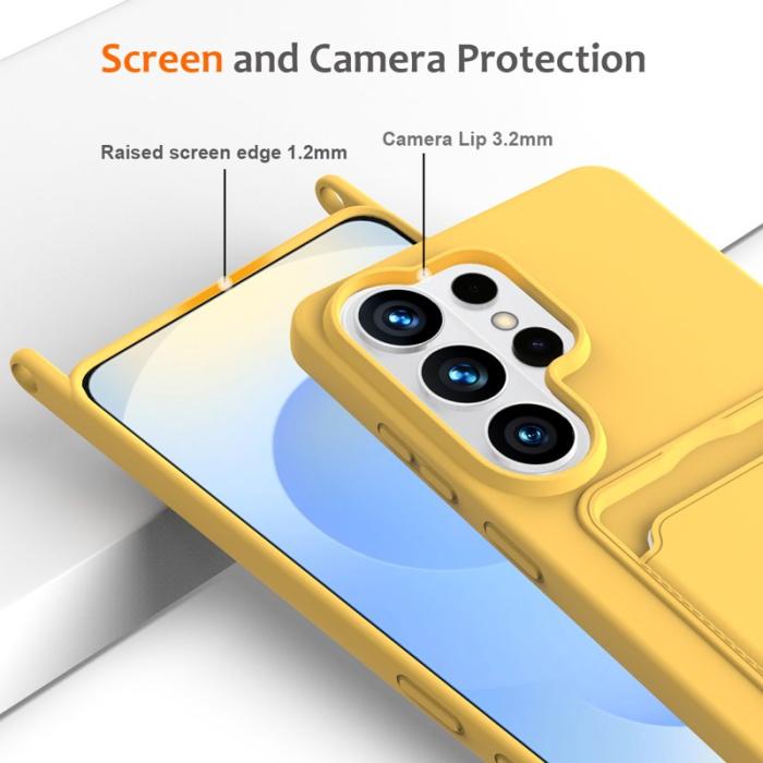 OEM - Mobilskal för Samsung Galaxy S26 Ultra Flytande silikon med kortfack - Gul