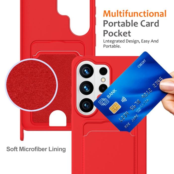 OEM - Mobilskal för Samsung Galaxy S26 Ultra Flytande silikon med kortfack - Röd