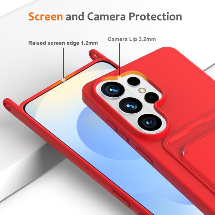 OEM - Mobilskal för Samsung Galaxy S26 Ultra Flytande silikon med kortfack - Röd