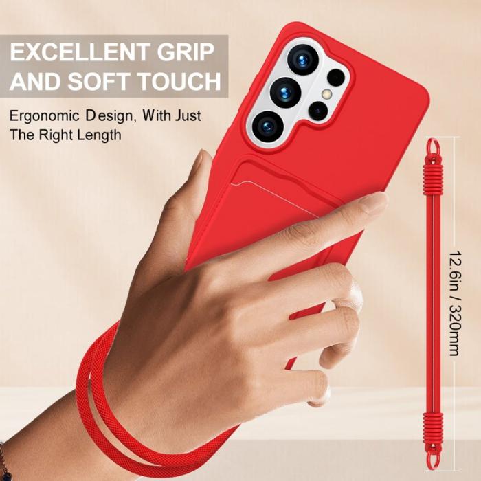 OEM - Mobilskal för Samsung Galaxy S26 Ultra Flytande silikon med kortfack - Röd