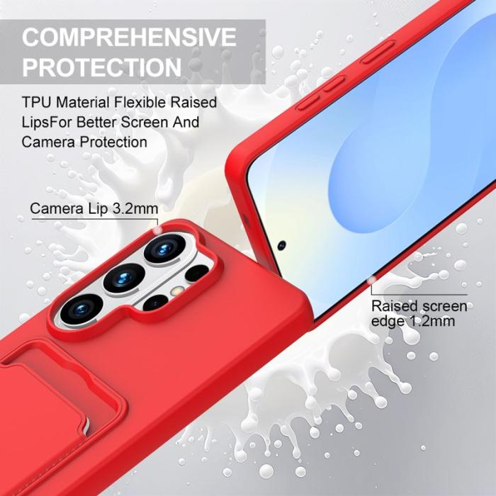 OEM - Mobilskal för Samsung Galaxy S26 Ultra Flytande silikon med kortfack - Röd