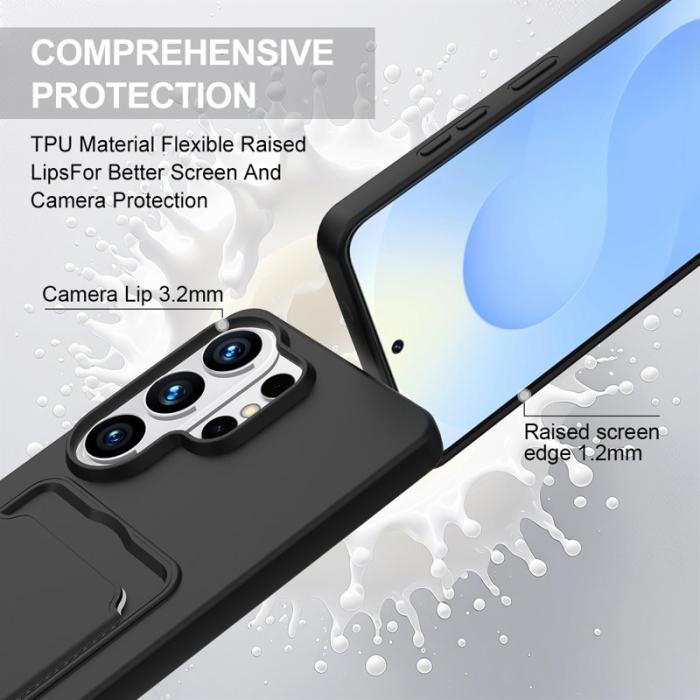 OEM - Mobilskal för Samsung Galaxy S26 Ultra Flytande silikon med kortfack - Svart