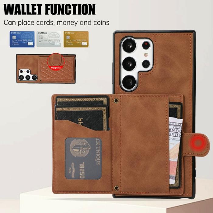 OEM - Mobilskal för Samsung Galaxy S26 Ultra Kickstand Card Slot TPU - Brun