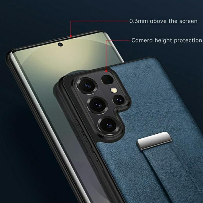 SULADA - Sulada Mobilskal för Samsung Galaxy S26 Ultra Kickstand Konstläder - Svart