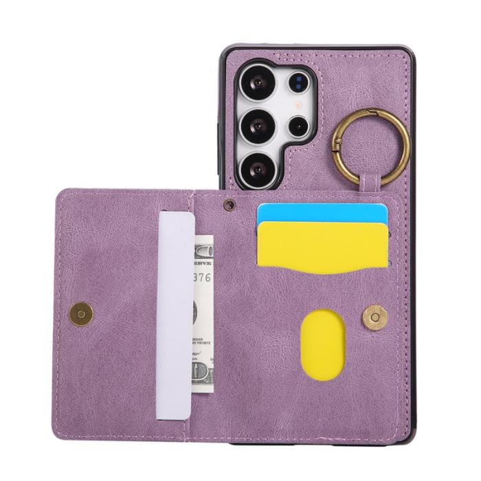 OEM - Mobilskal för Samsung Galaxy S26 Ultra Kickstand Kortfack Konstläder + TPU Lila