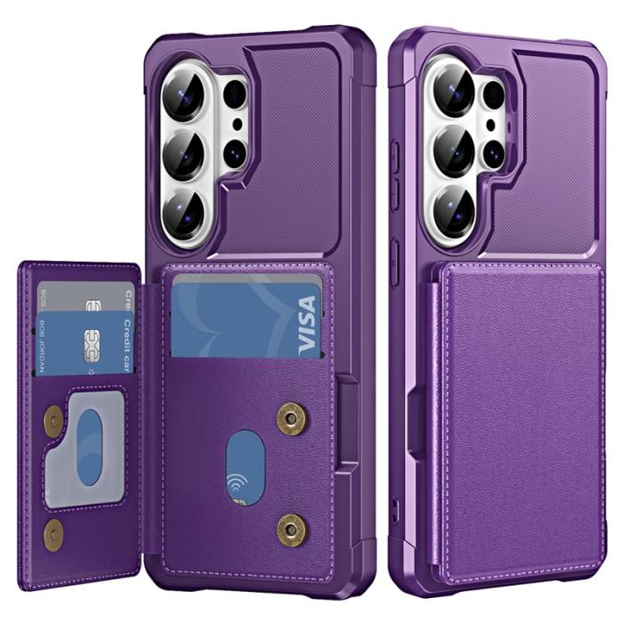 OEM - Mobilskal för Samsung Galaxy S26 Ultra Kickstand Kortfack Konstläder + TPU Lila