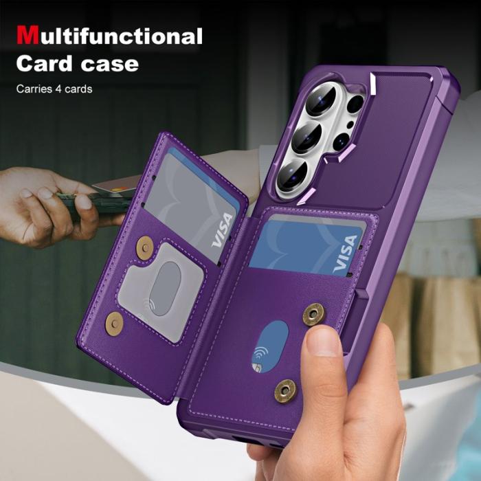 OEM - Mobilskal för Samsung Galaxy S26 Ultra Kickstand Kortfack Konstläder + TPU Lila
