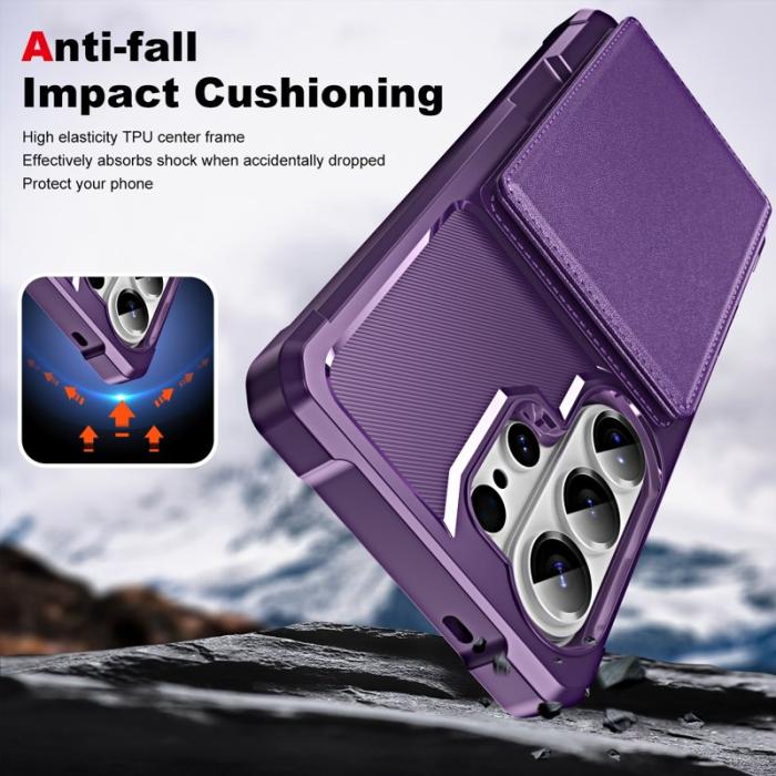 OEM - Mobilskal för Samsung Galaxy S26 Ultra Kickstand Kortfack Konstläder + TPU Lila