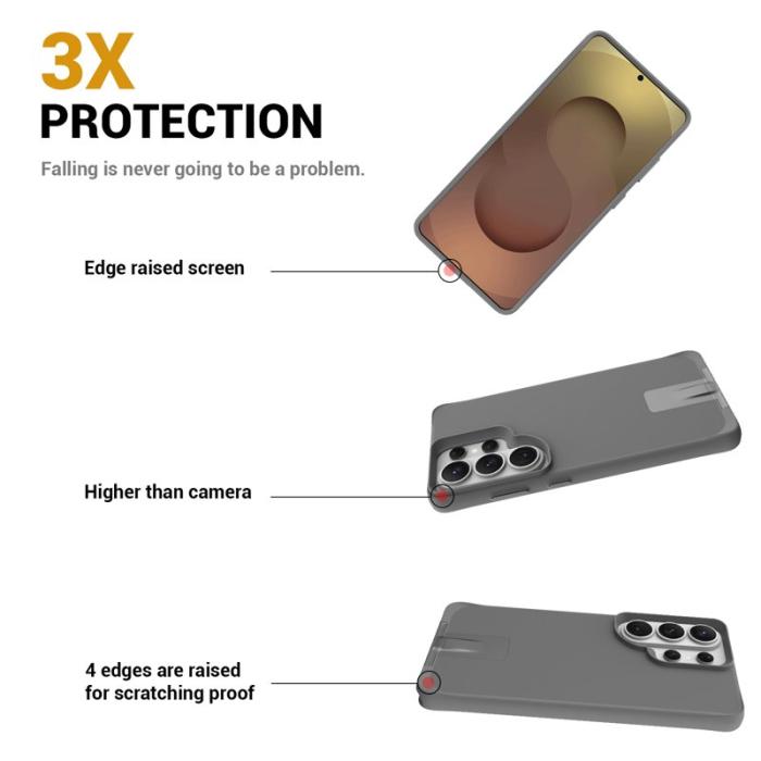 OEM - Mobilskal för Samsung Galaxy S26 Ultra Kickstand PC + TPU - Grå