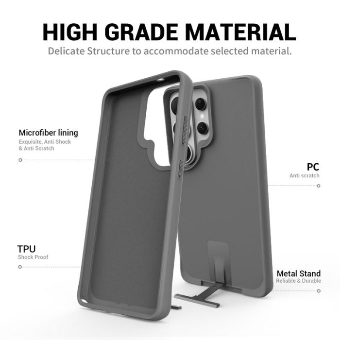 OEM - Mobilskal för Samsung Galaxy S26 Ultra Kickstand PC + TPU - Grå