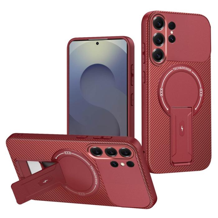 OEM - Mobilskal för Samsung Galaxy S26 Ultra Kickstand PC + TPU - Röd