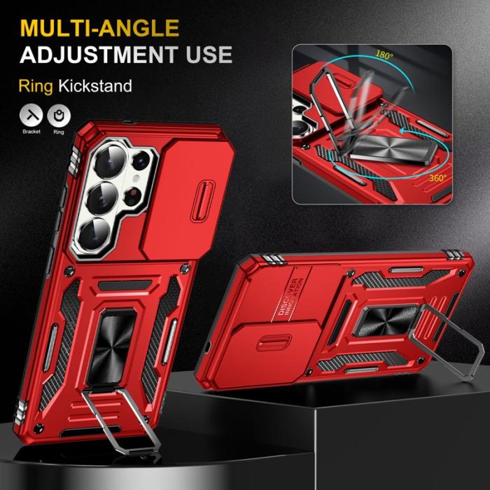 OEM - Mobilskal för Samsung Galaxy S26 Ultra Kickstand PC + TPU - Röd